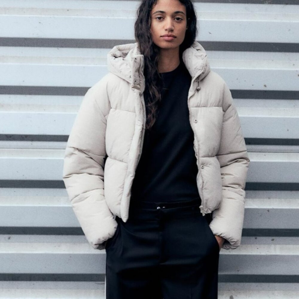 Zara Short Water Repellent Windproof Puffer Jacket